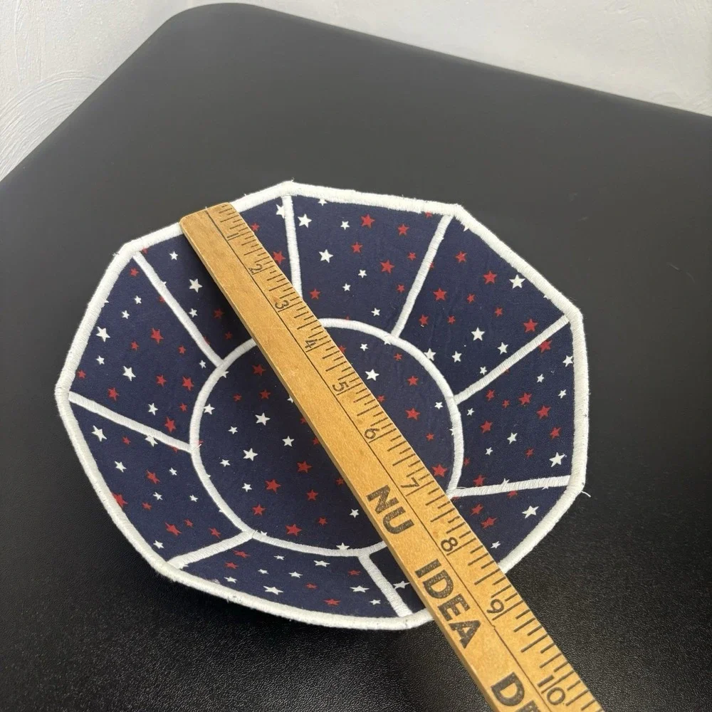 Microwave Bowl Cozy Fabric Set of 2 Christmas Winter Themed Stars Red White Blue